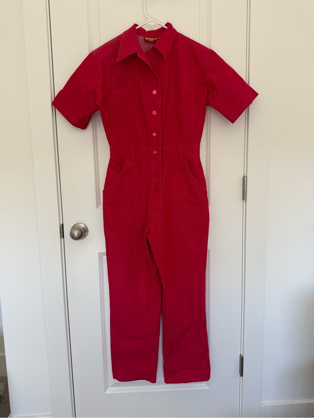 RARE Freddie's of Pinewood Grease Monkey Jumpsuit Red Denim Coveralls 40s 50s